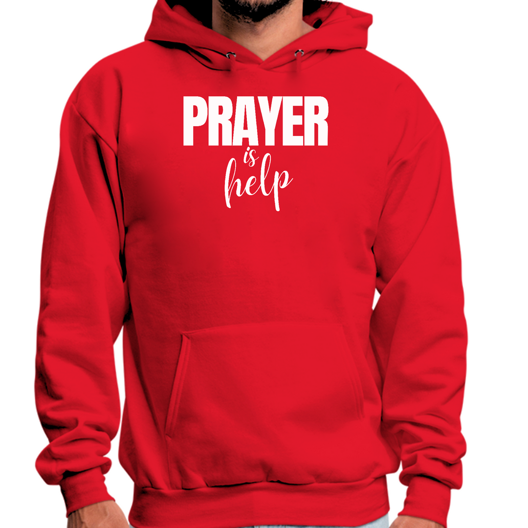 Mens Graphic Hoodie Say It Soul - Prayer Is Help, Inspirational - Red