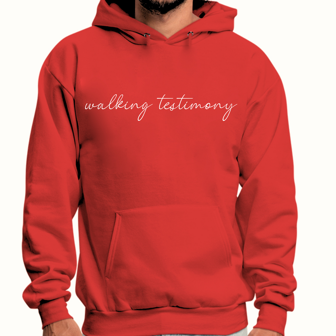 Mens Graphic Hoodie Say It Soul, Walking Testimony Illustration - Red