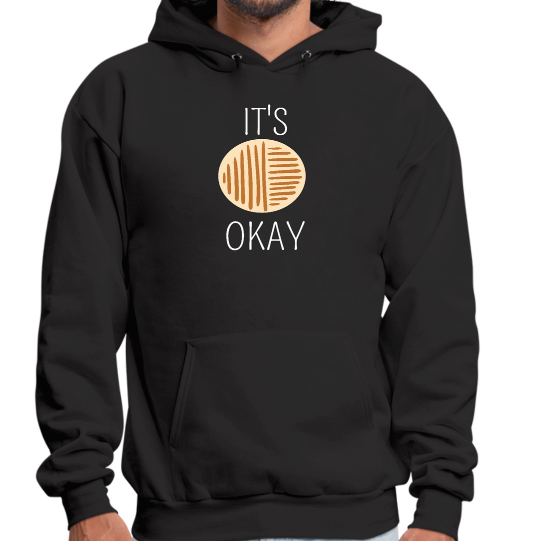Mens Graphic Hoodie Say It Soul, Its Okay, White And Brown Line Art - Black