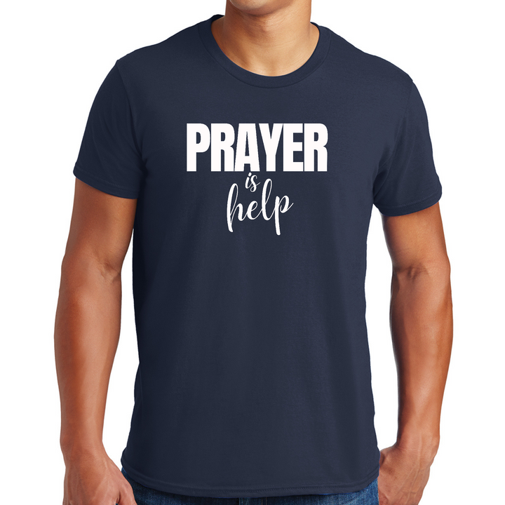 Mens Graphic T-Shirt Say It Soul - Prayer Is Help, Inspirational - Navy