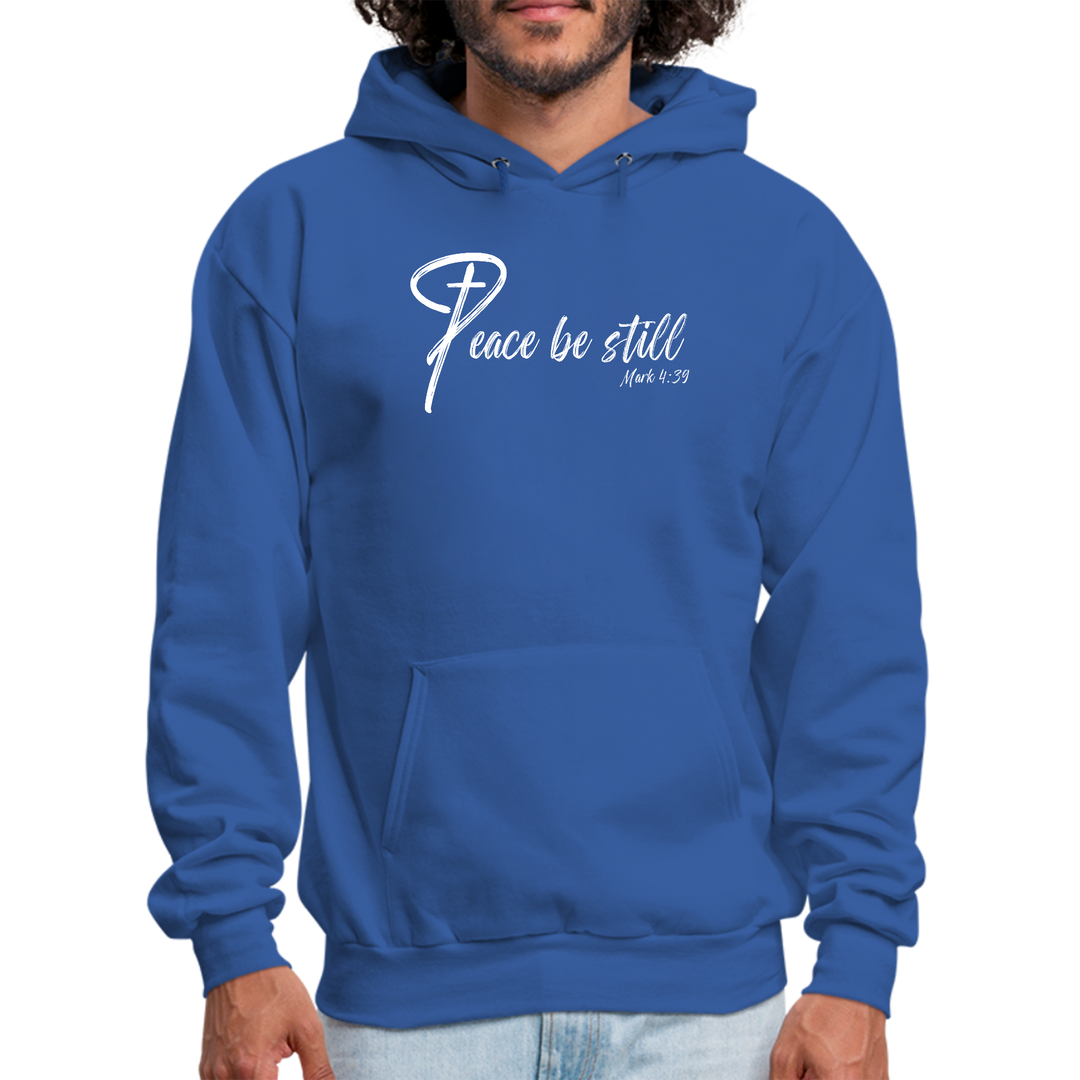 Mens Graphic Hoodie Peace Be Still - Royal Blue