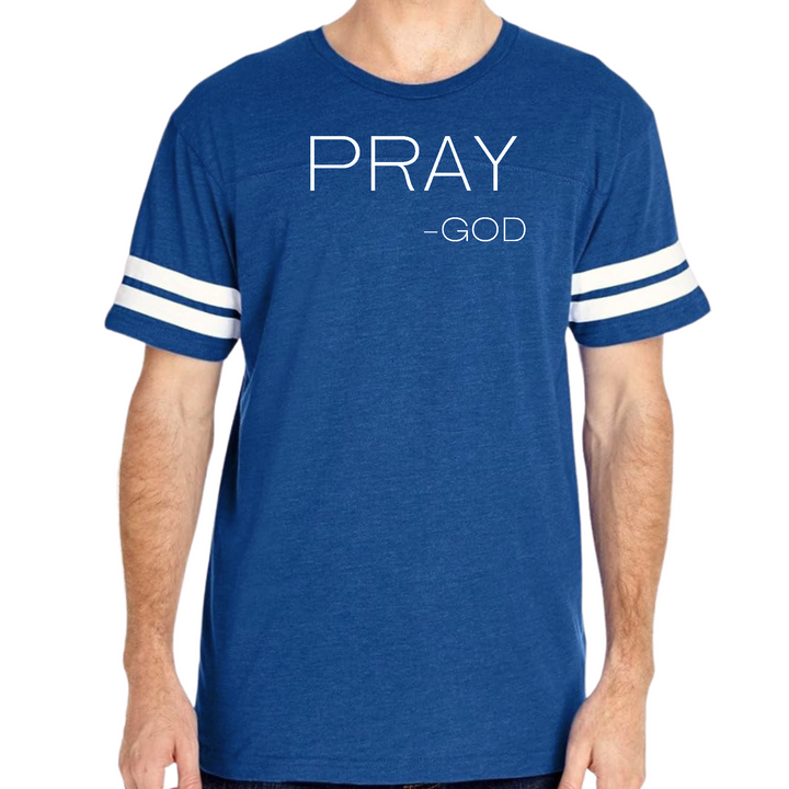 Mens Vintage Sport Graphic T-Shirt Say It Soul, "Pray-God" Statement - Royal Blue
