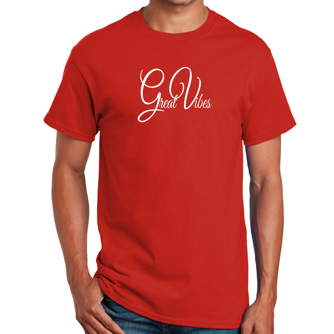 Mens Graphic T-Shirt Great Vibes - Red