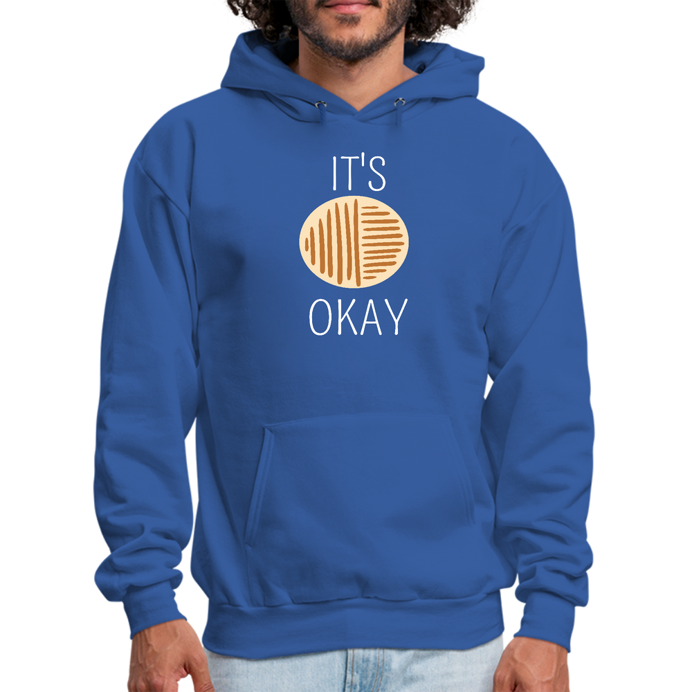 Mens Graphic Hoodie Say It Soul, Its Okay, White And Brown Line Art - Royal Blue
