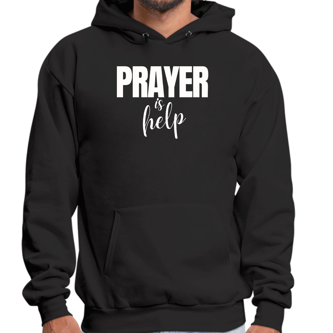 Mens Graphic Hoodie Say It Soul - Prayer Is Help, Inspirational - Black