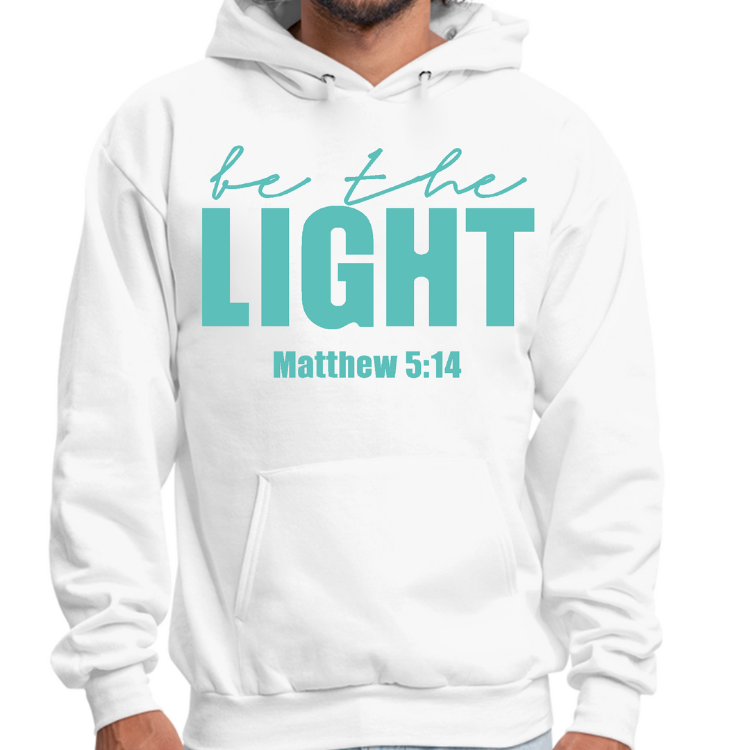 Mens Graphic Hoodie Be The Light Print - White