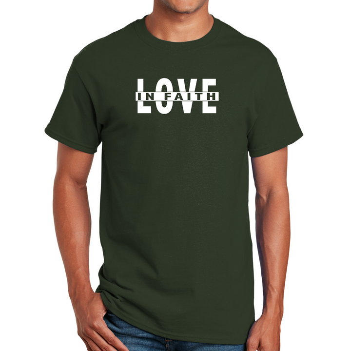 Mens Graphic T-Shirt Love In Faith - Forest Green