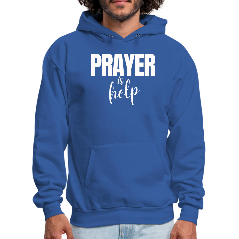 Mens Graphic Hoodie Say It Soul - Prayer Is Help, Inspirational - Royal Blue
