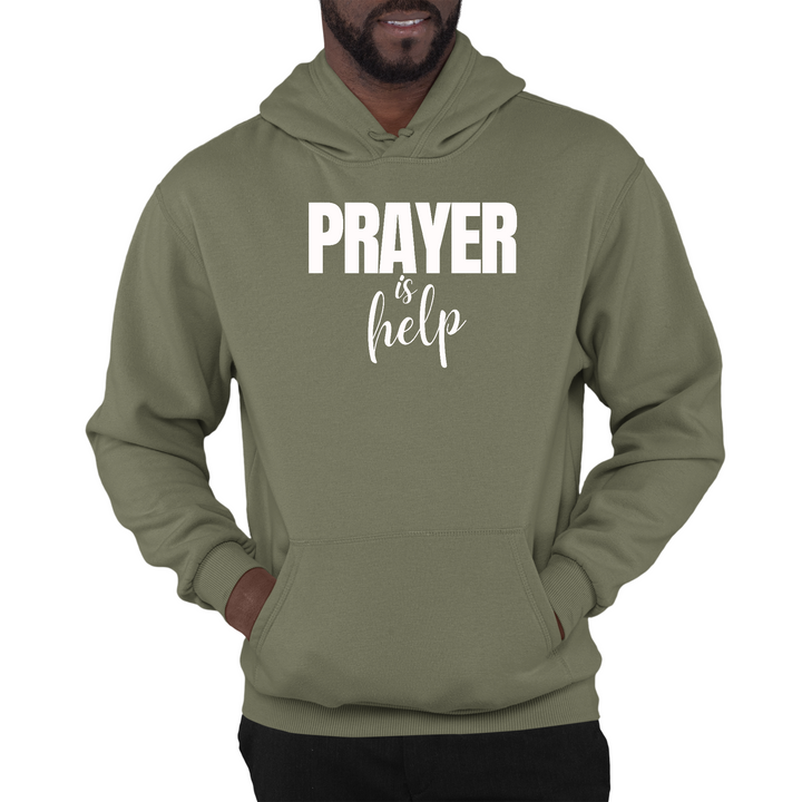 Mens Graphic Hoodie Say It Soul - Prayer Is Help, Inspirational - Military Green