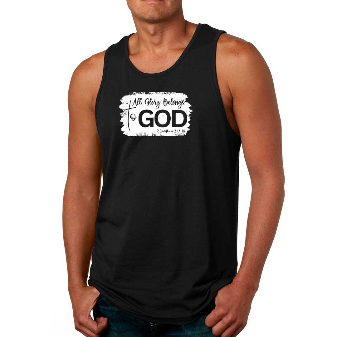 Mens Fitness Tank Top Graphic T-shirt All Glory Belongs To God - Black