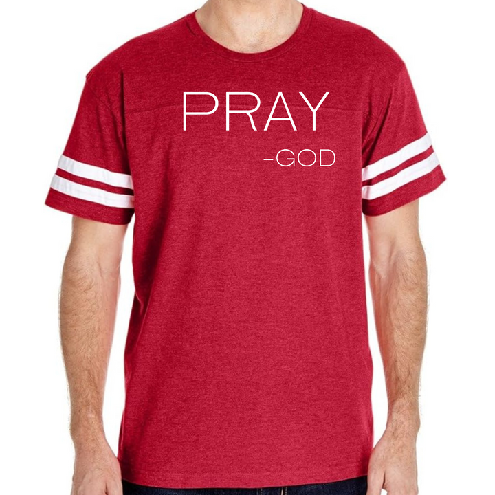 Mens Vintage Sport Graphic T-Shirt Say It Soul, "Pray-God" Statement - Red