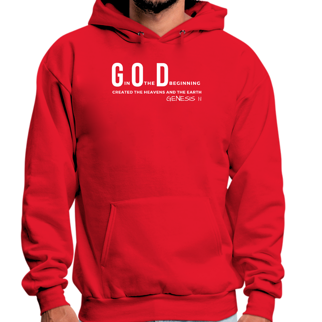 Mens Graphic Hoodie God In The Beginning Print - Red
