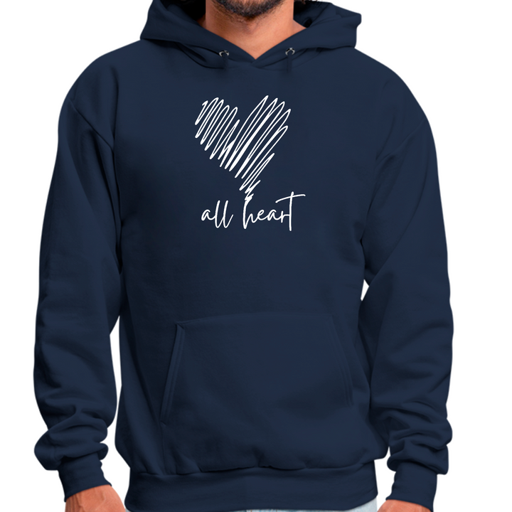 Mens Graphic Hoodie Say It Soul - All Heart Line Art Print - Navy