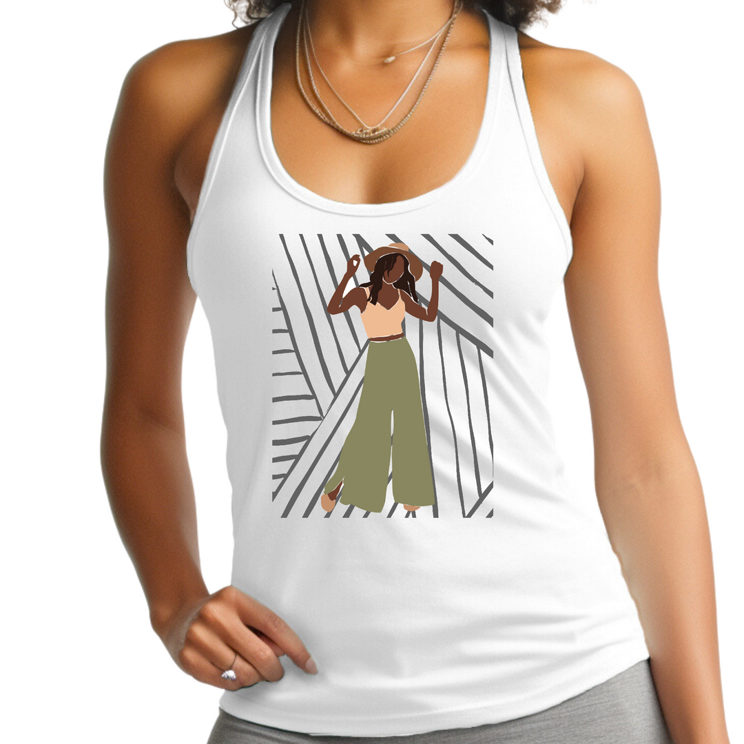 Womens Fitness Tank Top Graphic T-Shirt, Say It Soul, Its Her Groove - White