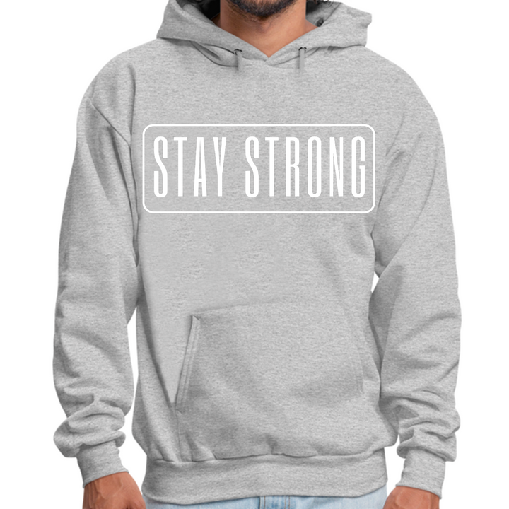 Mens Graphic Hoodie Stay Strong Print - Grey Heather