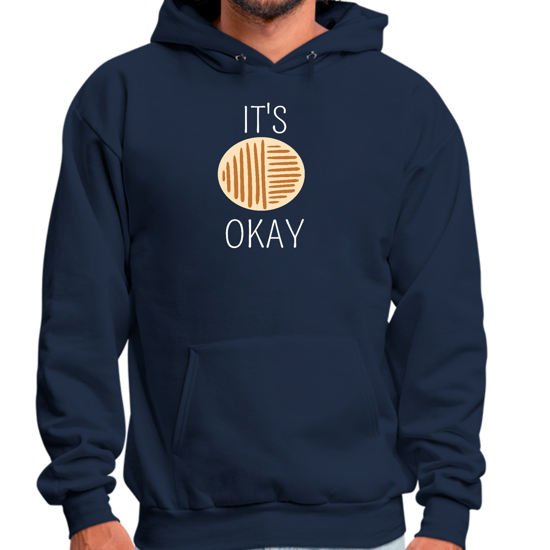 Mens Graphic Hoodie Say It Soul, Its Okay, White And Brown Line Art - Navy