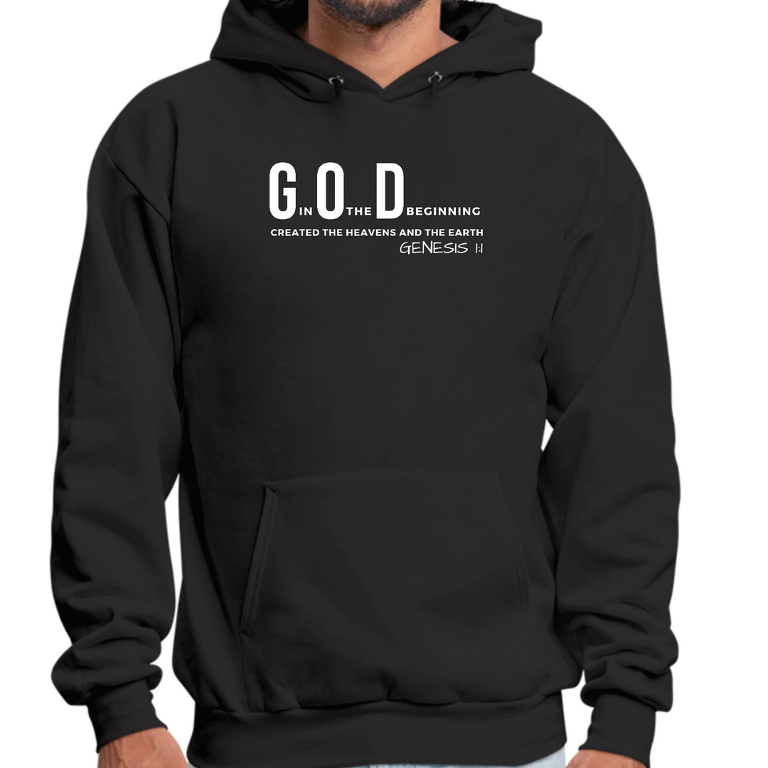Mens Graphic Hoodie God In The Beginning Print - Black