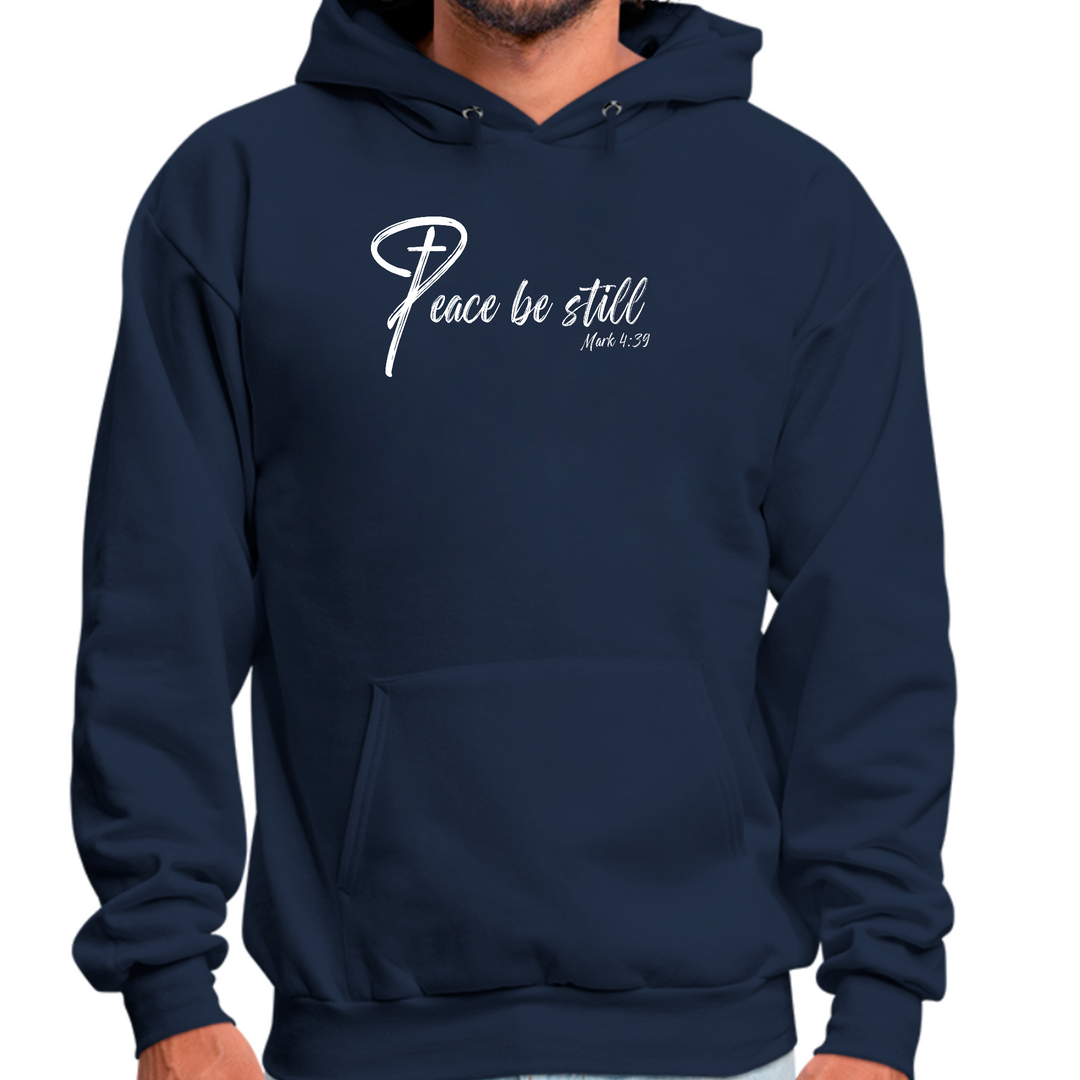 Mens Graphic Hoodie Peace Be Still - Navy