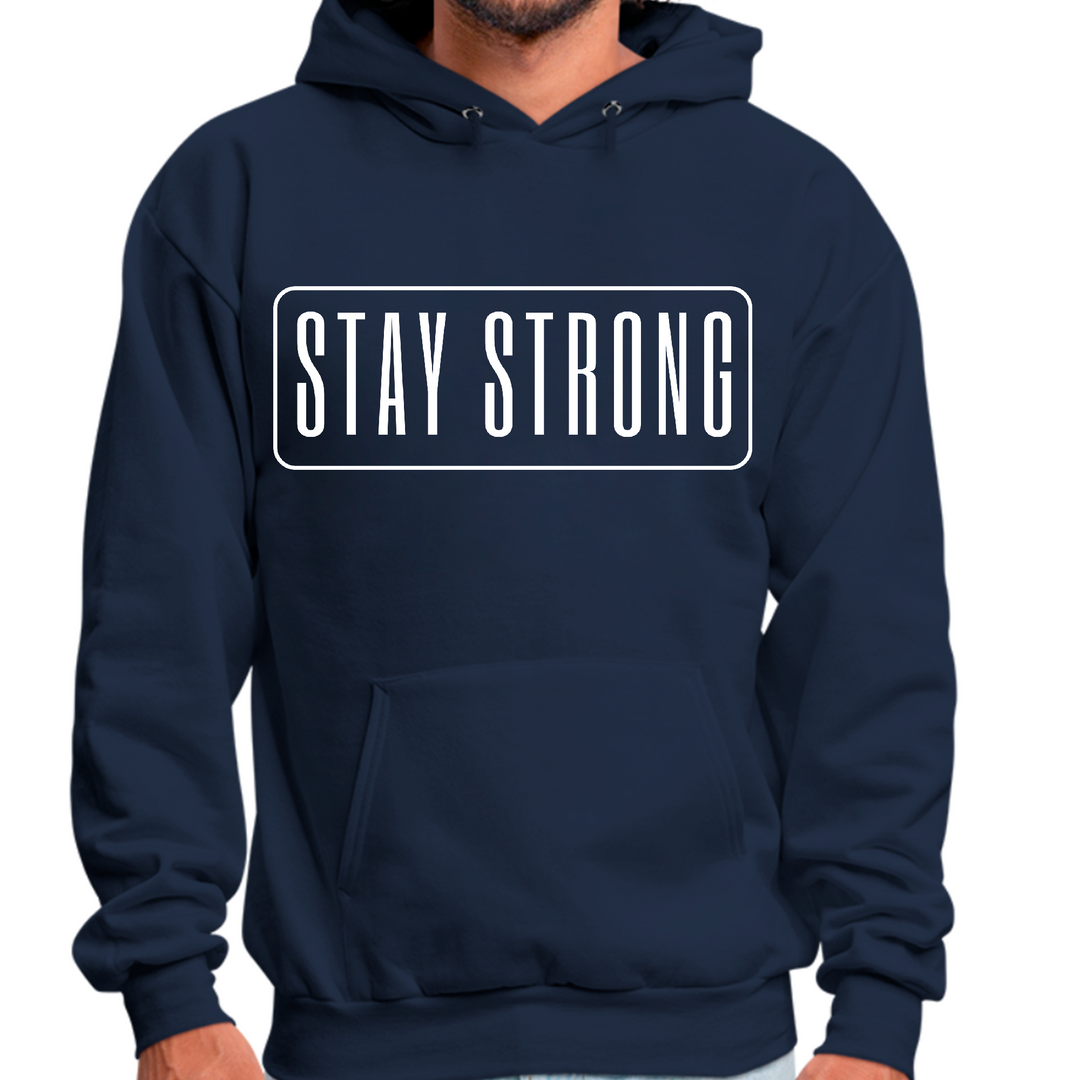 Mens Graphic Hoodie Stay Strong Print - Navy