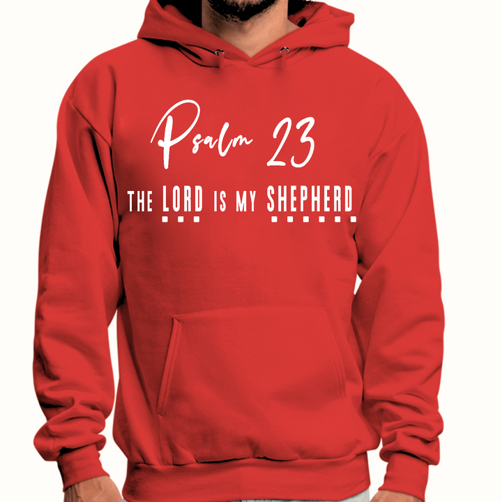 Mens Graphic Hoodie Psalm 23 The Lord Is My Shepherd White Print - Red