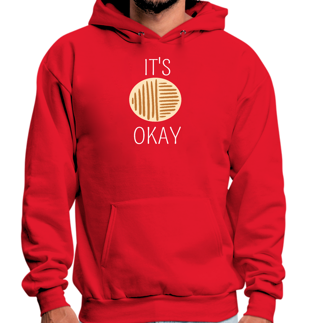 Mens Graphic Hoodie Say It Soul, Its Okay, White And Brown Line Art - Red