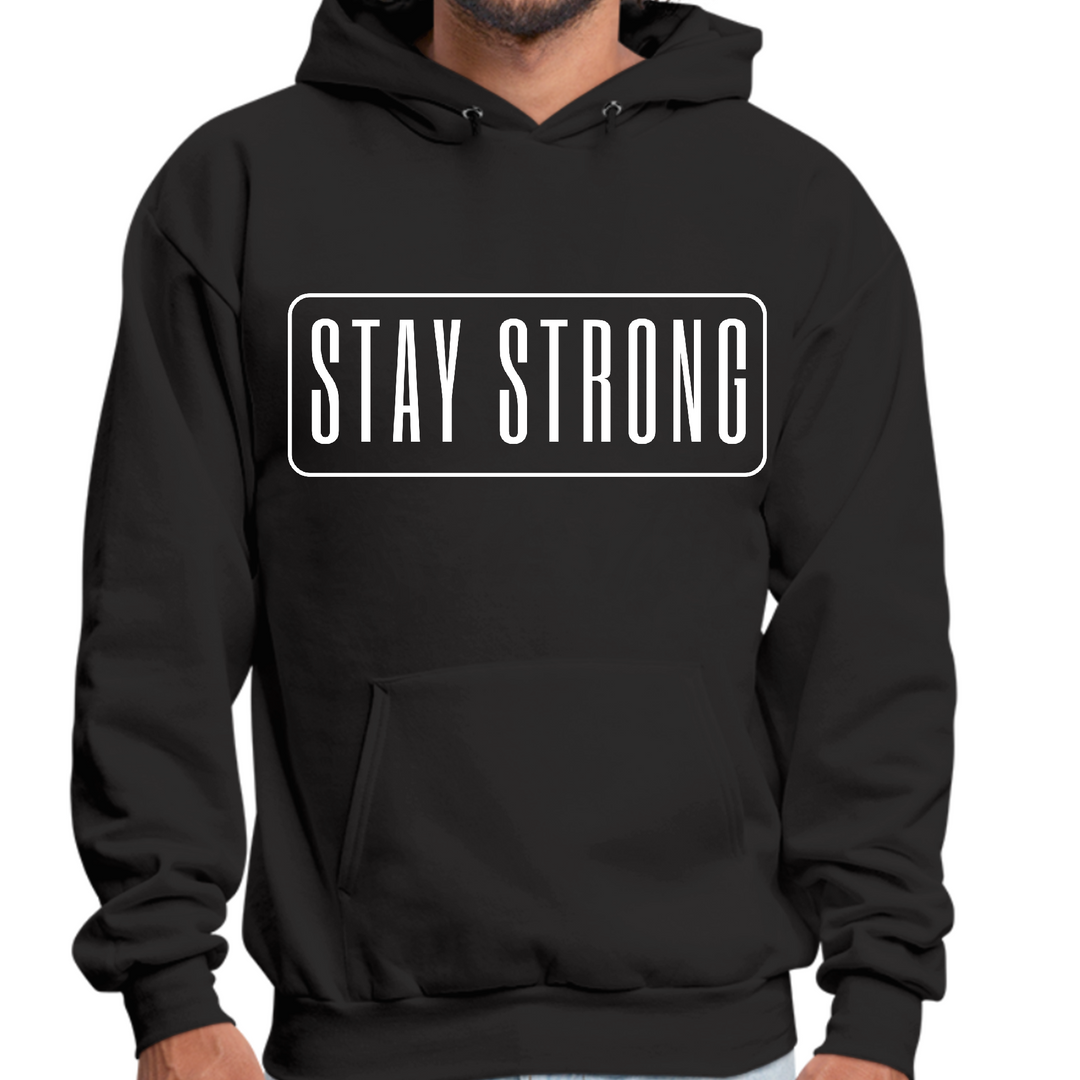 Mens Graphic Hoodie Stay Strong Print - Black