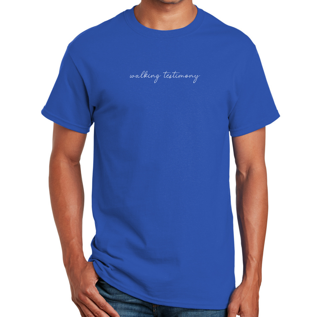 Mens Graphic T-Shirt Say It Soul, Walking Testimony Illustration - Royal Blue