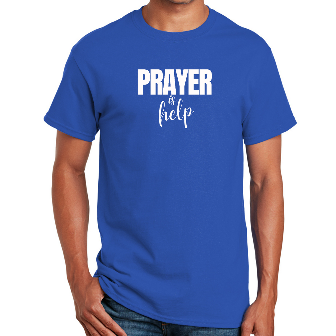 Mens Graphic T-Shirt Say It Soul - Prayer Is Help, Inspirational - Royal Blue