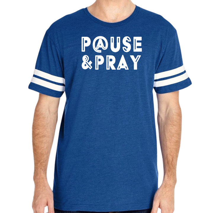 Mens Vintage Sport Graphic T-Shirt Pause And Pray - Royal Blue
