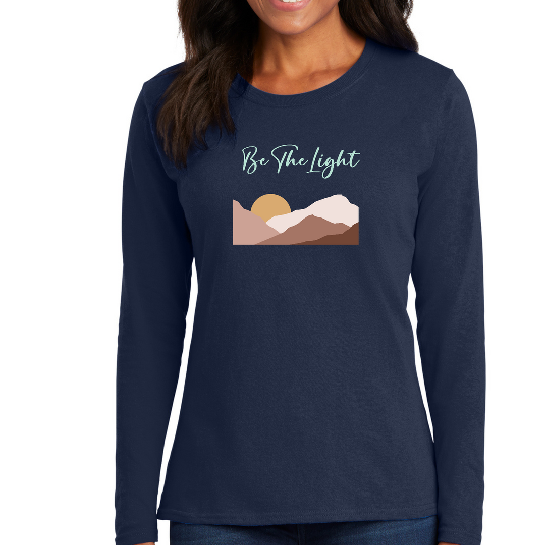 Womens Long Sleeve Graphic T-Shirt, Say It Soul, Be The Light - Navy