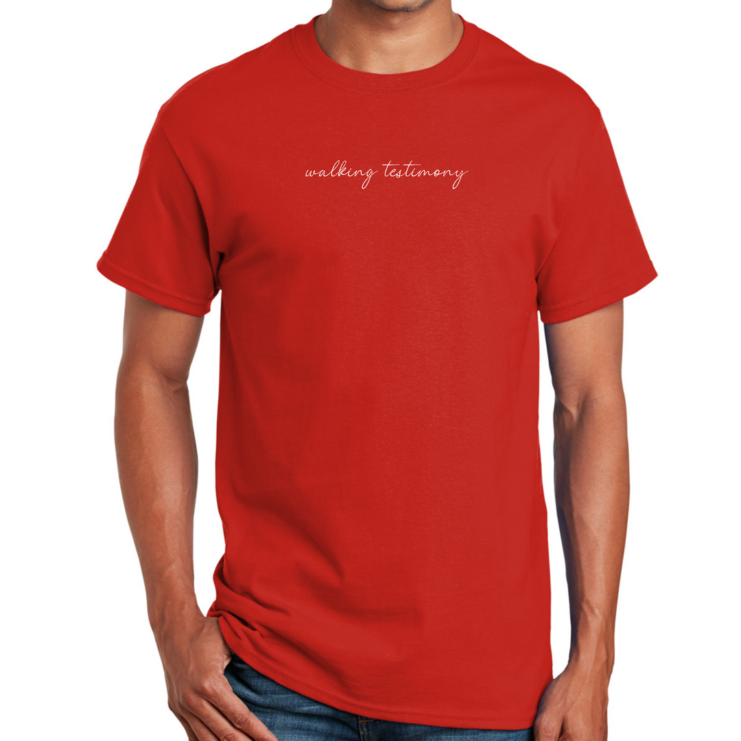 Mens Graphic T-Shirt Say It Soul, Walking Testimony Illustration - Red