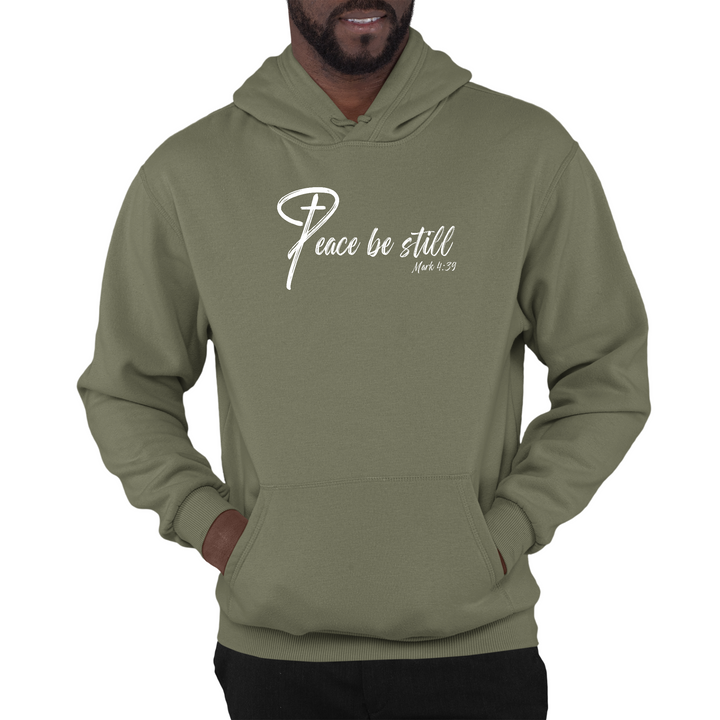 Mens Graphic Hoodie Peace Be Still - Military Green