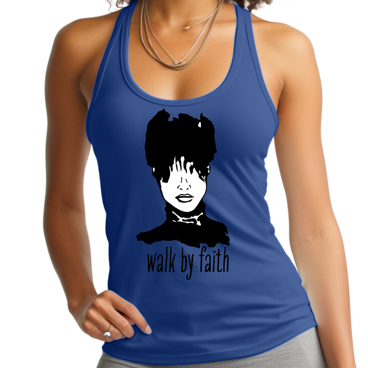 Womens Fitness Tank Top Graphic T-Shirt, Say It Soul, Walk By Faith - Royal Blue