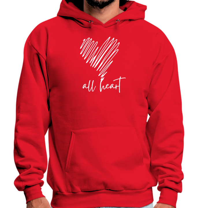Mens Graphic Hoodie Say It Soul - All Heart Line Art Print - Red