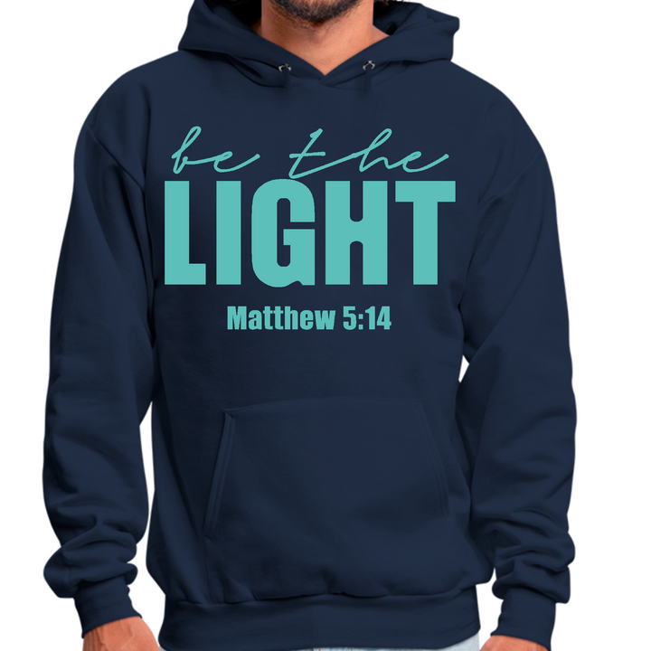 Mens Graphic Hoodie Be The Light Print - Navy