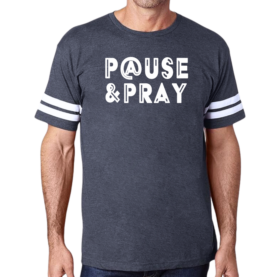 Mens Vintage Sport Graphic T-Shirt Pause And Pray - Navy