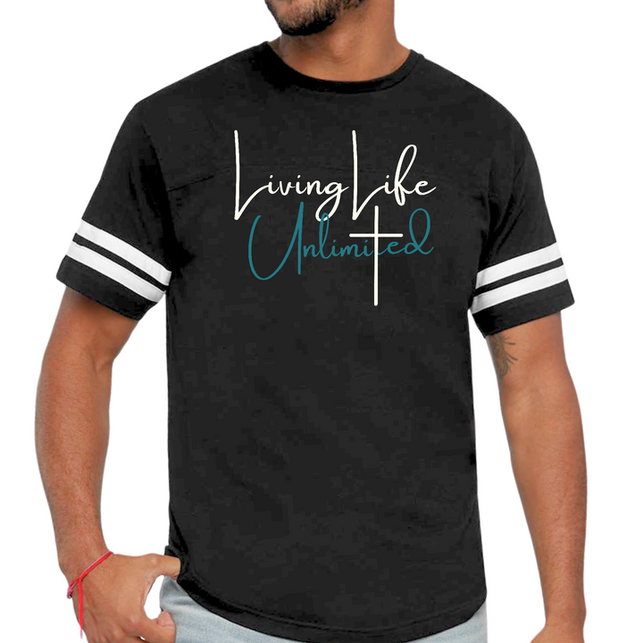 Mens Vintage Sport Graphic T-Shirt Living Life Unlimited - Black