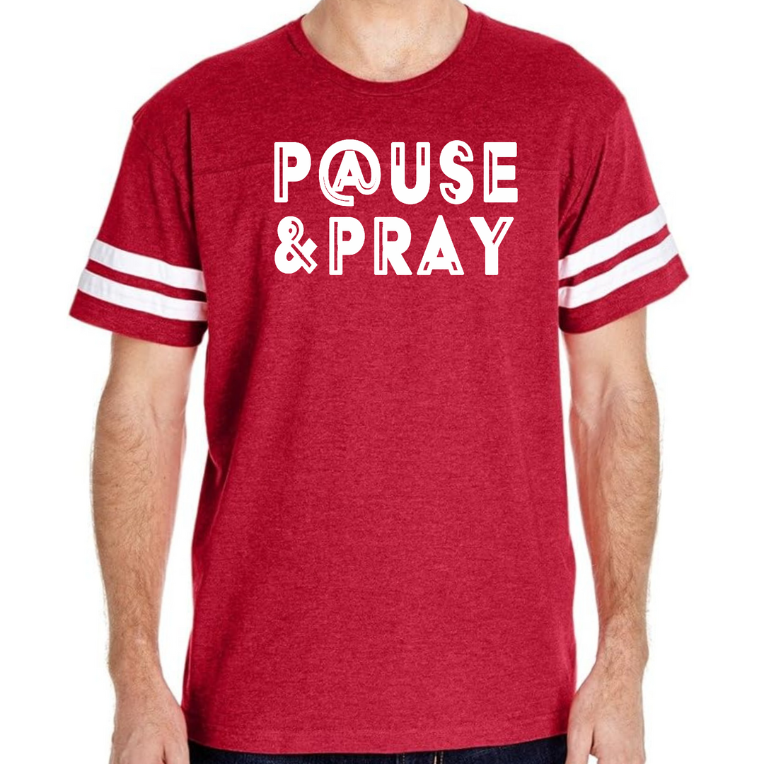 Mens Vintage Sport Graphic T-Shirt Pause And Pray - Red