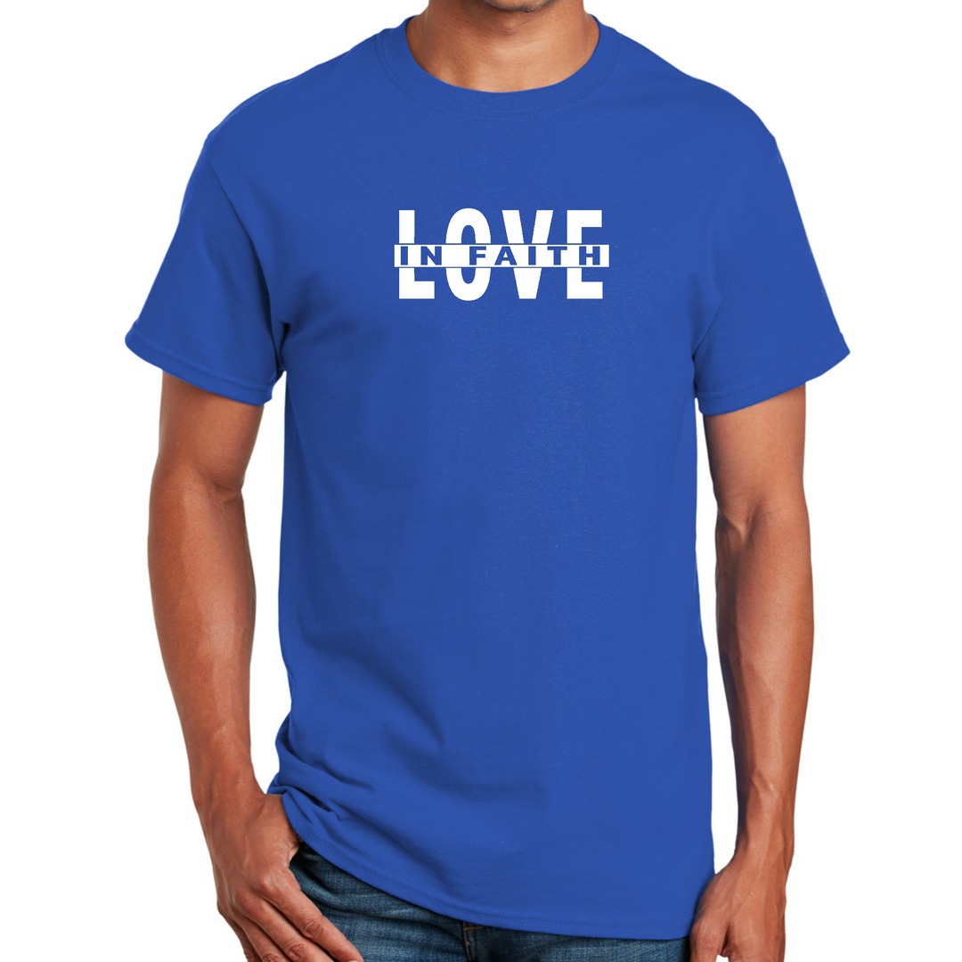 Mens Graphic T-Shirt Love In Faith - Royal Blue