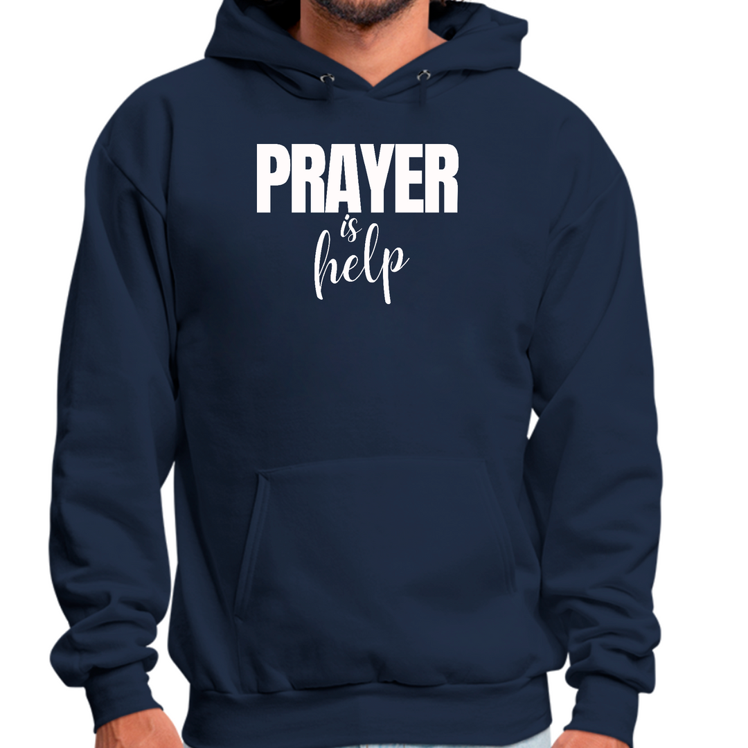 Mens Graphic Hoodie Say It Soul - Prayer Is Help, Inspirational - Navy