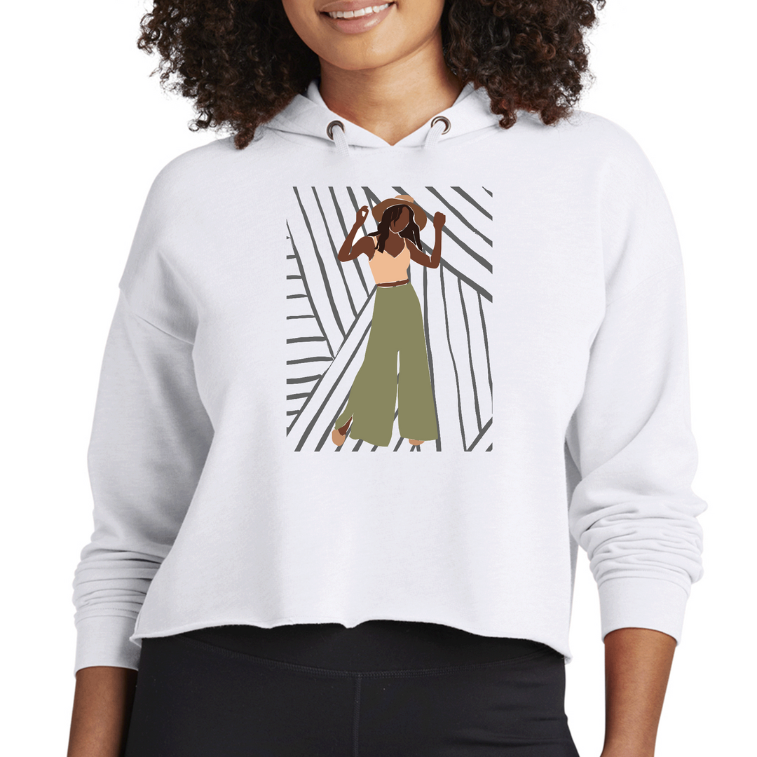 Womens Cropped Hoodie Say It Soul, Its Her Groove Thing - White