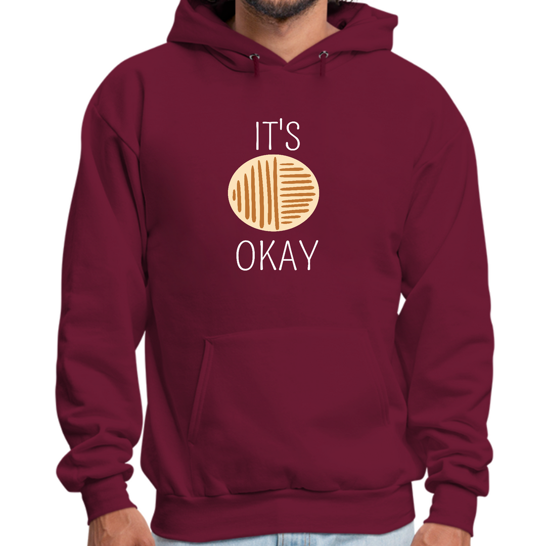 Mens Graphic Hoodie Say It Soul, Its Okay, White And Brown Line Art - Maroon