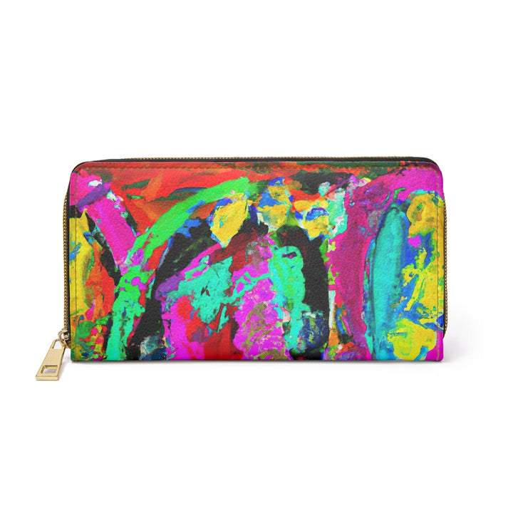 Multicolor Abstract Expression Pattern Womens Zipper Wallet Clutch Purse - Bags