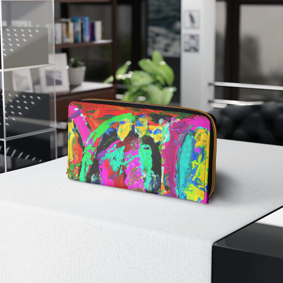 Multicolor Abstract Expression Pattern Womens Zipper Wallet Clutch Purse - Bags