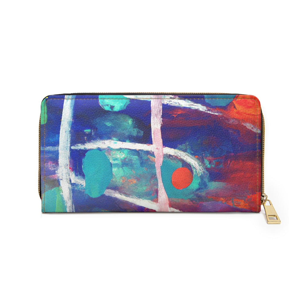 Multicolor Abstract Expression Pattern Womens Zipper Wallet Clutch Purse - Bags