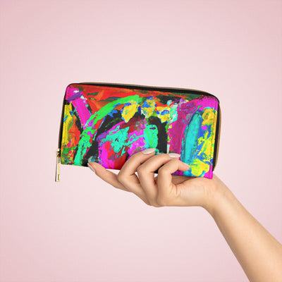 Multicolor Abstract Expression Pattern Womens Zipper Wallet Clutch Purse - Bags