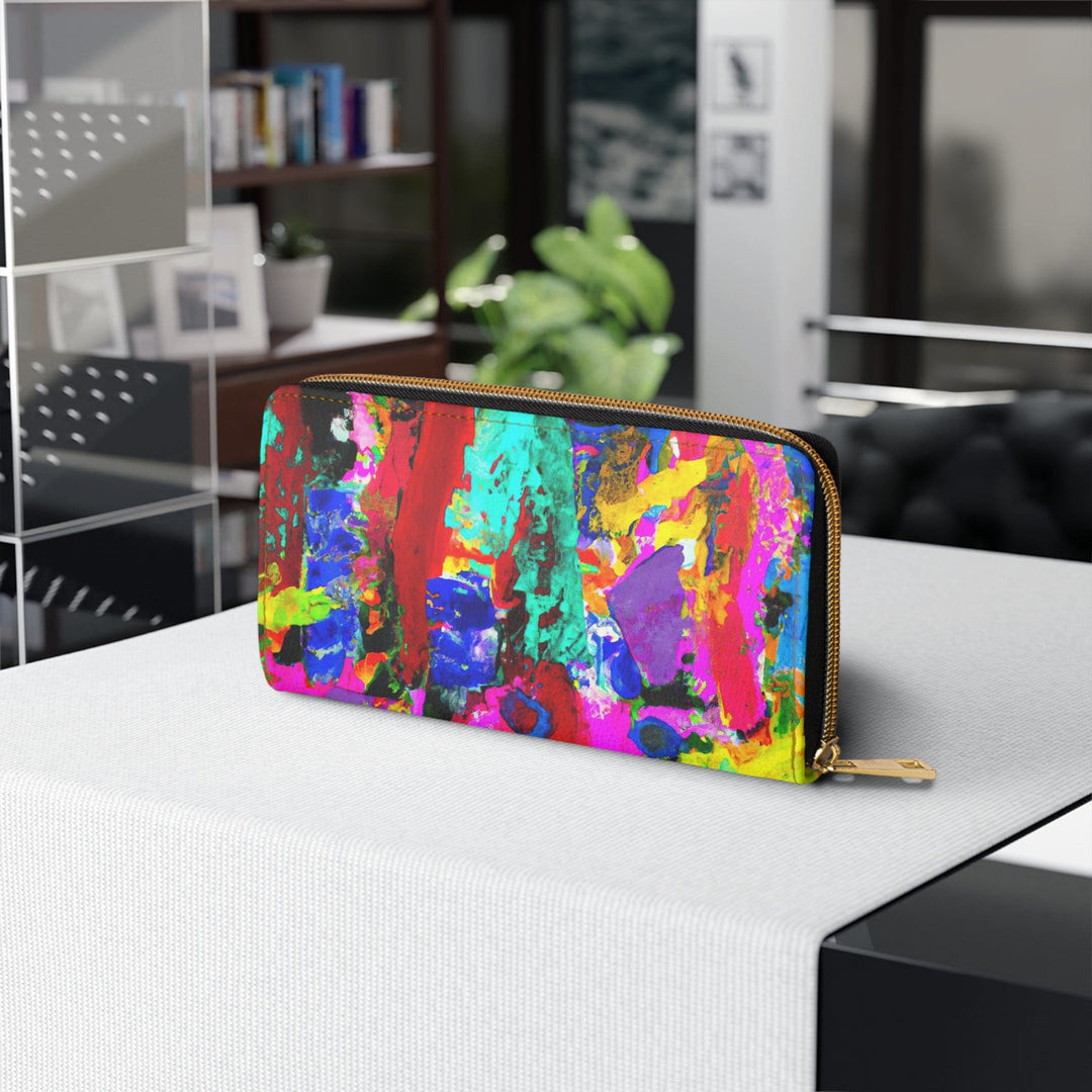 Multicolor Abstract Expression Pattern Womens Zipper Wallet Clutch Purse - Bags