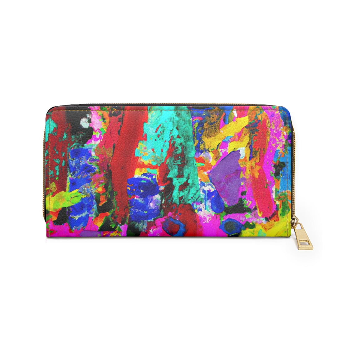 Multicolor Abstract Expression Pattern Womens Zipper Wallet Clutch Purse - Bags