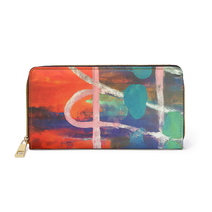 Multicolor Abstract Expression Pattern Womens Zipper Wallet Clutch Purse - Bags