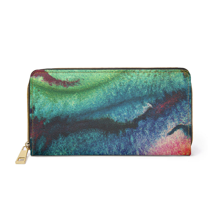 Multicolor Watercolor Abstract Print Womens Zipper Wallet Clutch Purse - Bags